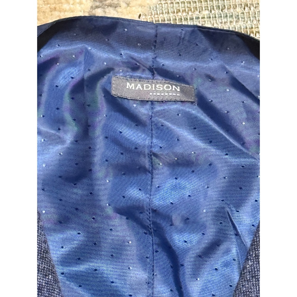 Madison Mens Blue Wool Blend Notched Lapel Suit Vest Waistcoat Size L - Picture 2 of 8